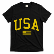 Simplified USA Flag Sports Fan Varsity T-Shirt - Black