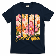 Summer Vibes Floral Beach Life T-Shirt - Navy