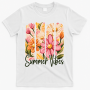 Summer Vibes Floral Beach Life T-Shirt - White