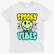Spooky Vibes Smile Face Halloween T-Shirt - White