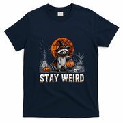 Stay Weird Halloween Raccoon Funny T-Shirt - Navy Blue