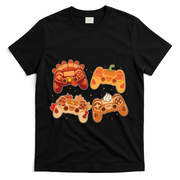 Thanksgiving Autumn Fall Video Game Controllers T-Shirt - Black