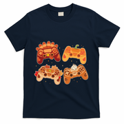 Thanksgiving Autumn Fall Video Game Controllers T-Shirt - Navy
