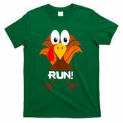 Turkey Costume Adult Running Face Turkey Trot T-Shirt - Green