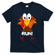 Turkey Costume Adult Running Face Turkey Trot T-Shirt - Navy