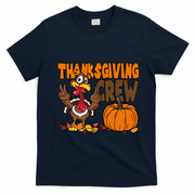 Thanksgiving Crew Funny Turkey Fall T-Shirt - Navy Blue