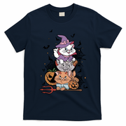 The Cat Halloween Cat Lover Witch Pumpkin T-Shirt - Navy Blue
