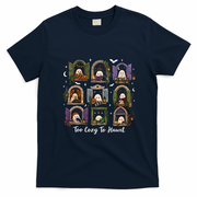 Too Cozy To Haunt Spooky Reading Ghost Halloween Bookish Fall T-Shirt - Navy Blue