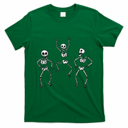 Three Dancing Funny Skeletons Halloween T-Shirt - Irish Green