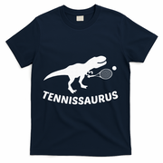Tennisaurus Dinosaur Tennis Funny Racket T-rex T-Shirt - Navy
