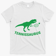 Tennisaurus Dinosaur Tennis Funny Racket T-rex T-Shirt - White