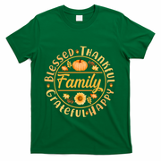 Thanksgiving Family Blessed Thankful Grateful Happy Emblem T-Shirt - Green