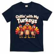 Thanksgiving Family Chillin With My Turkeys T-Shirt - Navy Blue