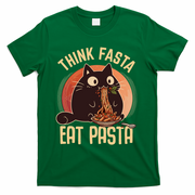 Think Fasta Eat Pasta Cat T-Shirt - Green