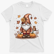 Trendy Fall Gnome Cute Thanksgiving Autumn Gift T-Shirt - White