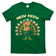 Thanksgiving For Women Meow Cat Turkey T-Shirt - Green
