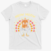 Thanksgiving For Women Meow Cat Turkey T-Shirt - White