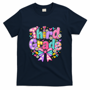 Third Grade 3rd Coquette Floral School Gift T-Shirt - Navy Blue