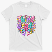 Third Grade 3rd Coquette Floral School Gift T-Shirt - White