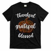 Thankful Grateful Blessed Pumpkin Fall T-Shirt - Black