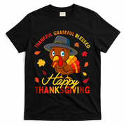 Thankful Grateful Blessed Thanksgiving Turkey T-Shirt - Black