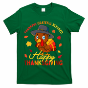 Thankful Grateful Blessed Thanksgiving Turkey T-Shirt - Green
