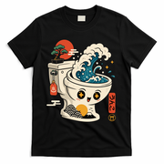 The Great Flush Wave Funny Toilet Spoof T-Shirt - Black