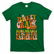 Turkey Gravy Retro Groovy Thanksgiving Food T-Shirt - Green