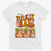 Turkey Gravy Retro Groovy Thanksgiving Food T-Shirt - White