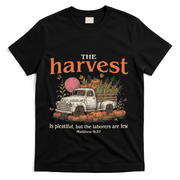 The Harvest Is Plentiful Christian Fall Autumn Vintage Truck T-Shirt - Black