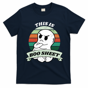 This Is Boo Sheet Cartoon Ghost Funny Halloween T-Shirt - Navy Blue