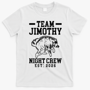 Team Jimothy Night Crew Est 2026 Raccoon T-Shirt - White