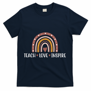 Teach Love Inspire Fall Autumn Rainbow T-Shirt - Navy
