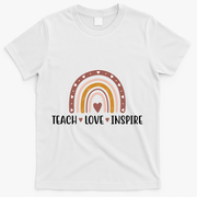 Teach Love Inspire Fall Autumn Rainbow T-Shirt - White
