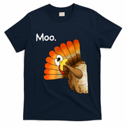 Turkey Moo Cow Funny Thanksgiving T-Shirt - Navy
