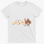 Thanksgiving Nurse Heartbeat Turkey Fall T-Shirt - White