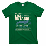 The Name Lake Ontario Coordinates T-Shirt - Irish Green