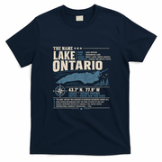 The Name Lake Ontario Coordinates T-Shirt - Navy Blue