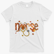 Thanksgiving Nurse Women Girl Turkey Fall Scrub Top T-Shirt - White