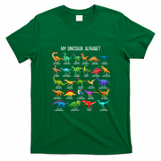 Types Of Dinosaurs Alphabet A-Z ABC Dino Identification T-Shirt - Irish Green