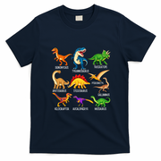 Types Of Dinosaurs Graphics Dino Identification T-Shirt - Navy Blue