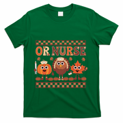 Thanksgiving Or Nurse Fall Pumpkin And Turkey Autumn Check T-Shirt - Green