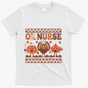 Thanksgiving Or Nurse Fall Pumpkin And Turkey Autumn Check T-Shirt - White