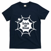 Trick Or Treat Spider Web Halloween T-Shirt - Navy Blue