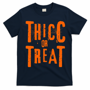 Thicc Or Treat Funny Halloween Workout Fitness Bodybuilding T-Shirt - Navy Blue