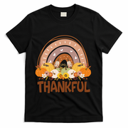 Thankful Pumpkin Patch Cute Rainbow Holiday T-Shirt - Black