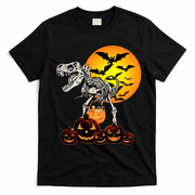 T Rex Dinosaur Skeleton Scary Halloween Pumpkin Gift T-Shirt - Black