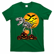 T Rex Dinosaur Skeleton Scary Halloween Pumpkin Gift T-Shirt - Irish Green