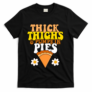Thick Thighs And Pumpkin Pies Cute Thanksgiving T-Shirt - Black