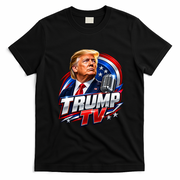 Trump TV Artwork with Patriotic Microphone Graphic T-Shirt - Black